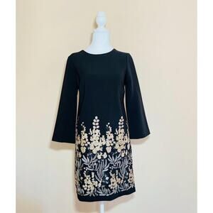 Tahari by ASL dress, Tahari dress, embroidered detail dress, black knee length